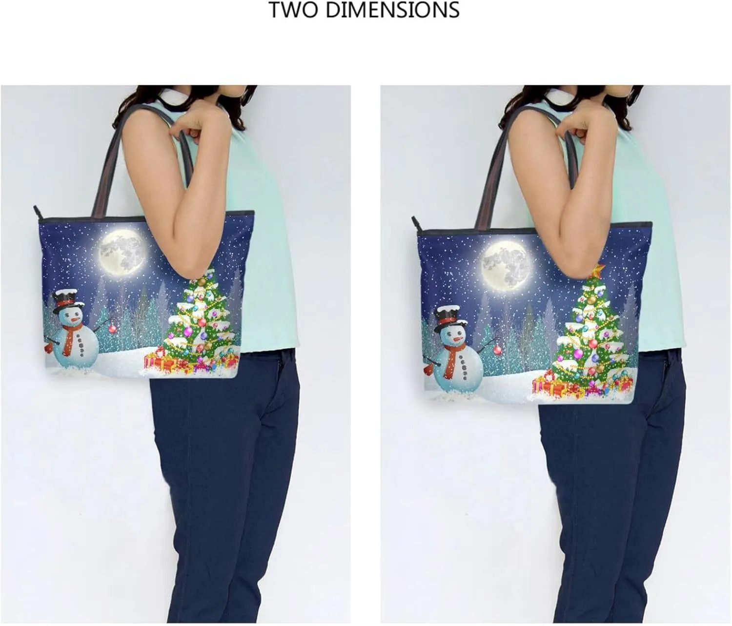 Tote Bag for Women with Zipper,Polyester Tote Purse Holiday Tote Bag Work Handbag Women Gift