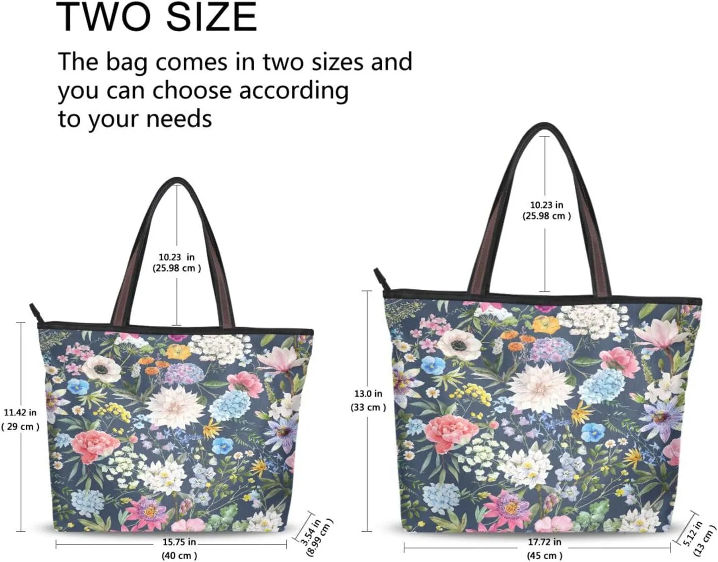 Tote Bag for Women with Zipper,Polyester Tote Purse Holiday Tote Bag Work Handbag Women Gift