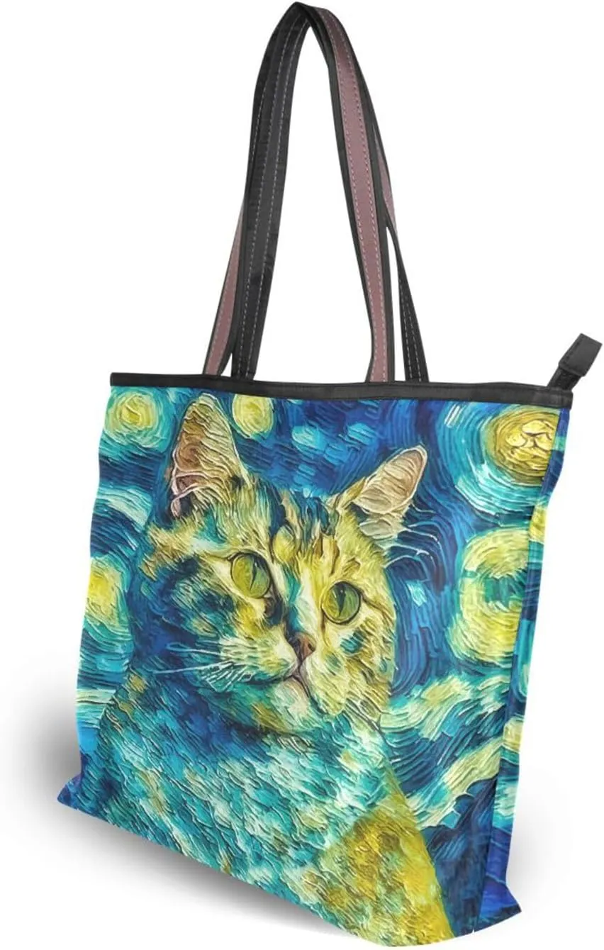 Tote Bag for Women with Zipper,Polyester Tote Purse Holiday Tote Bag Work Handbag Women Gift