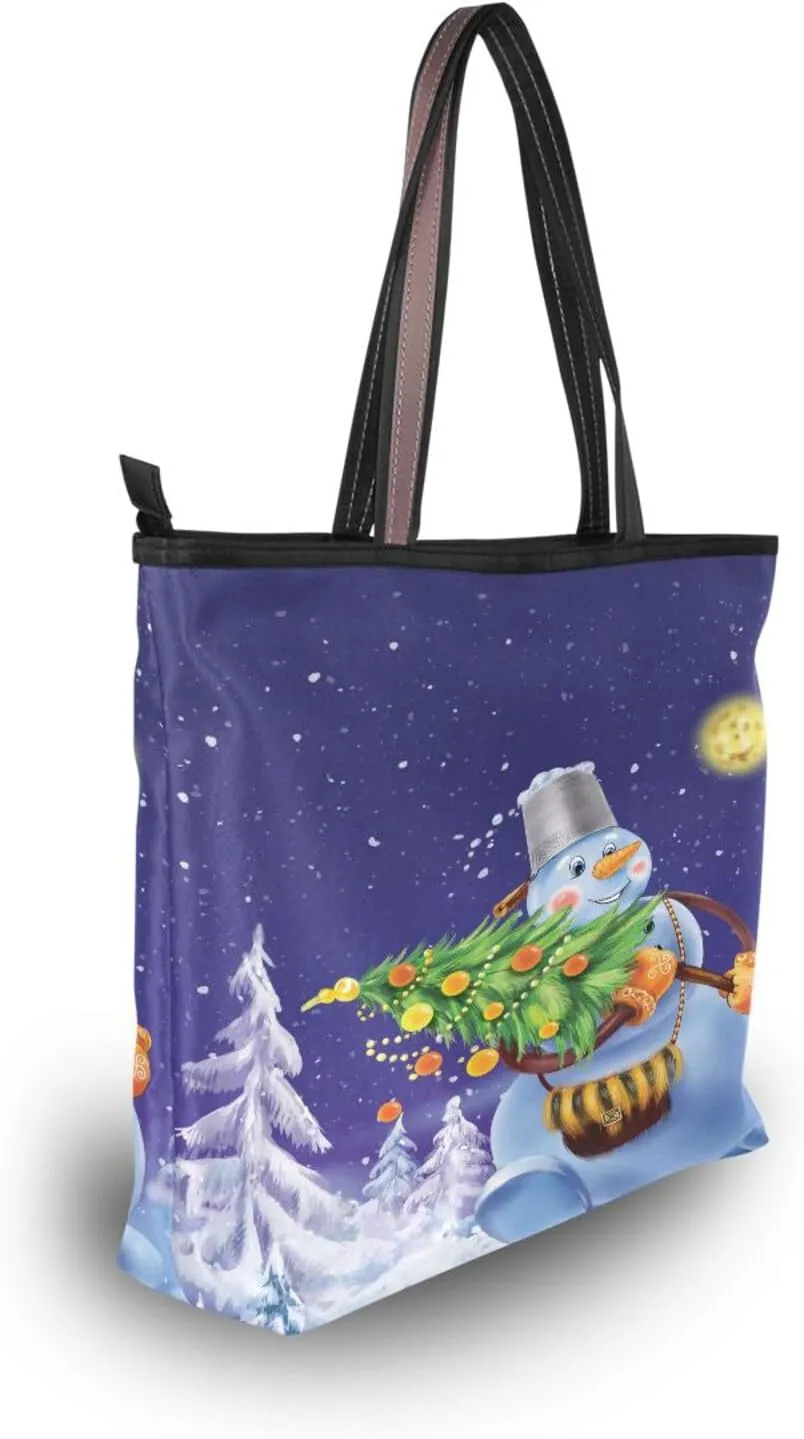 Tote Bag for Women with Zipper,Polyester Tote Purse Holiday Tote Bag Work Handbag Women Gift
