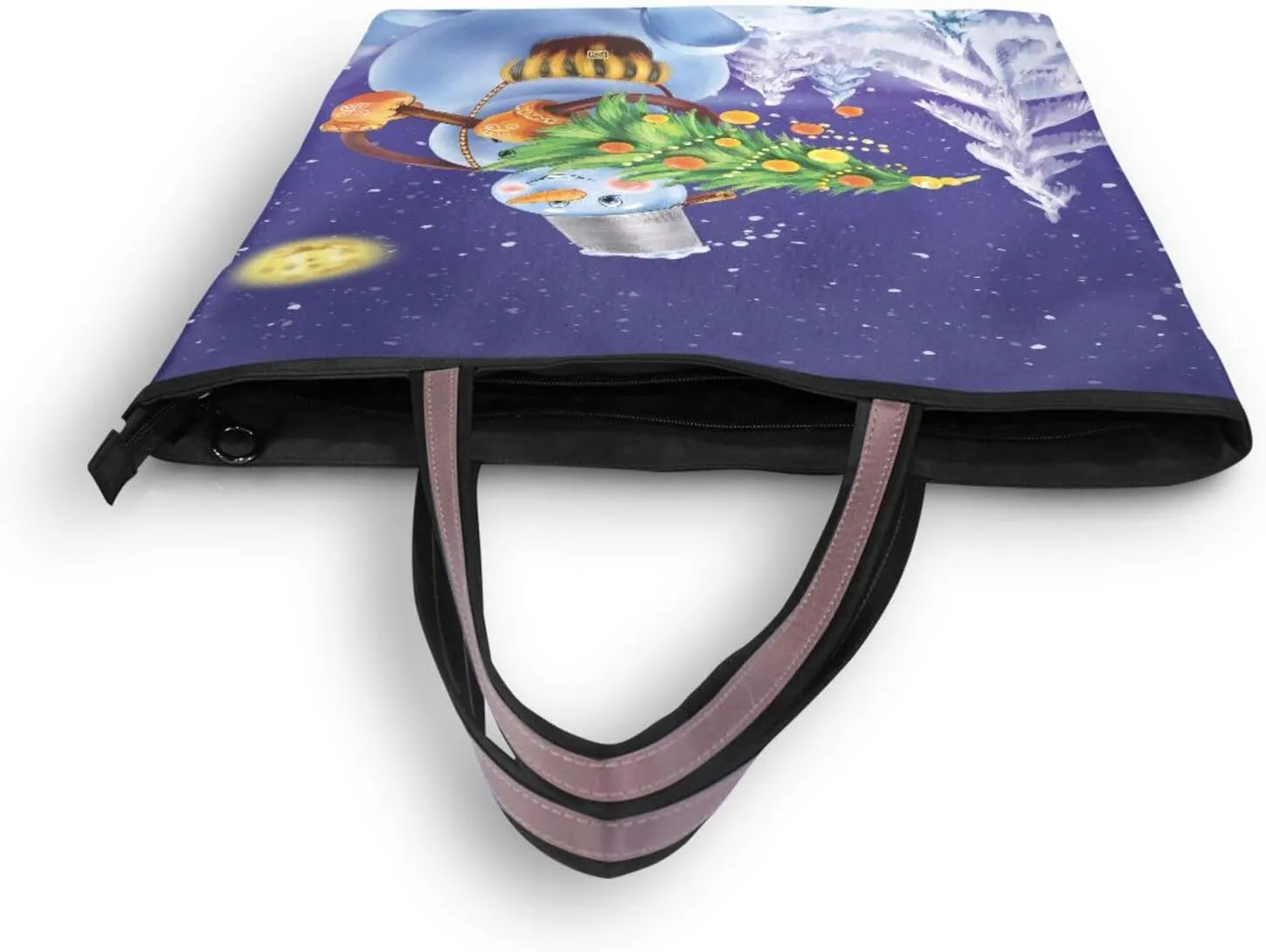 Tote Bag for Women with Zipper,Polyester Tote Purse Holiday Tote Bag Work Handbag Women Gift