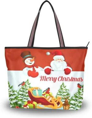 Tote Bag for Women with Zipper,Polyester Tote Purse Holiday Tote Bag Work Handbag Women Gift