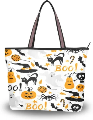 Tote Bag for Women with Zipper,Polyester Tote Purse Holiday Tote Bag Work Handbag Women Gift