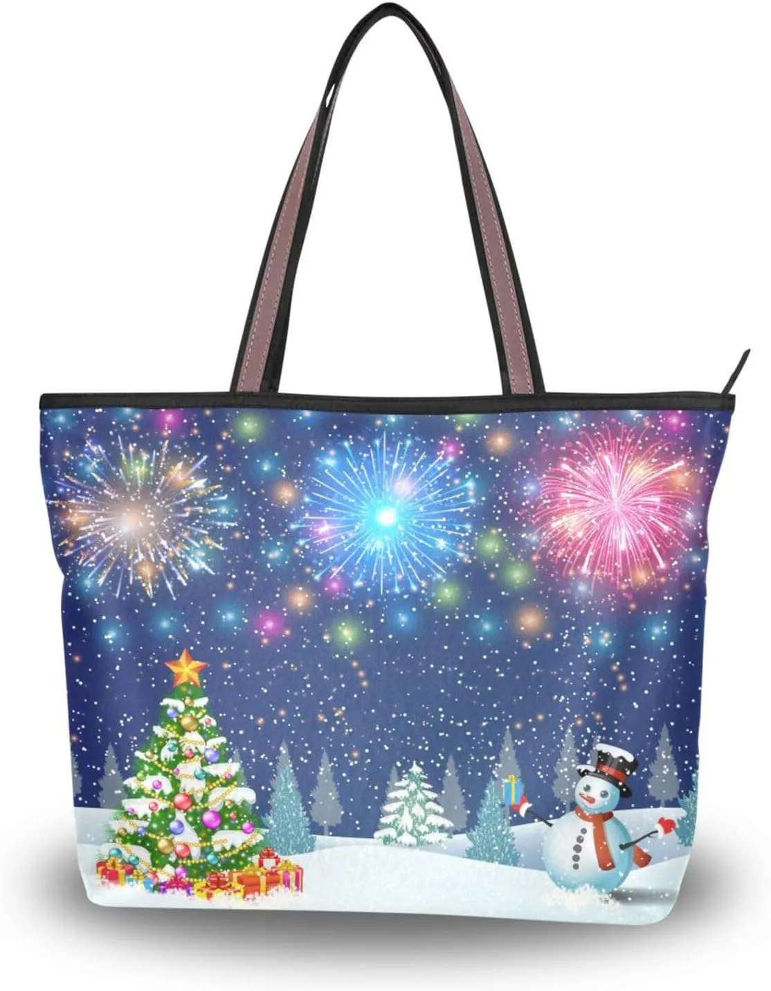 Tote Bag for Women with Zipper,Polyester Tote Purse Holiday Tote Bag Work Handbag Women Gift
