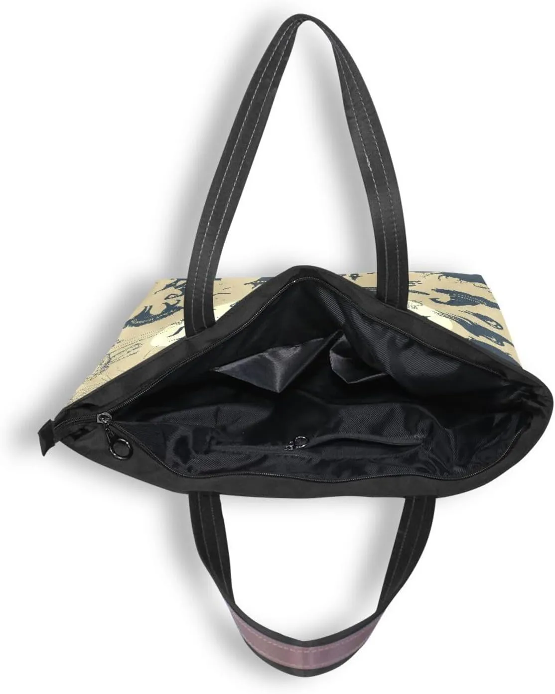 Tote Bag for Women with Zipper,Polyester Tote Purse Holiday Tote Bag Work Handbag Women Gift