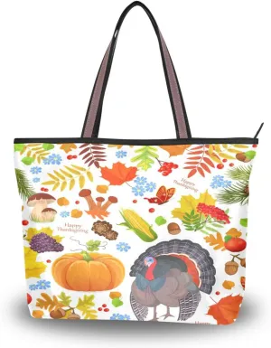 Tote Bag for Women with Zipper,Polyester Tote Purse Holiday Tote Bag Work Handbag Women Gift