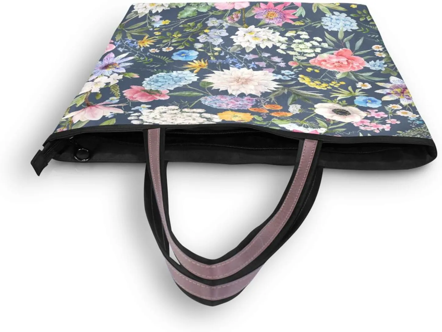 Tote Bag for Women with Zipper,Polyester Tote Purse Holiday Tote Bag Work Handbag Women Gift