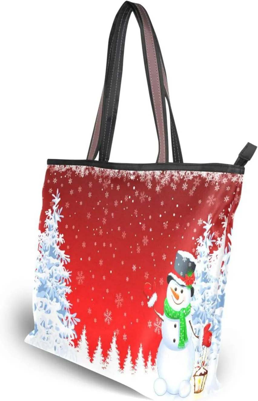 Tote Bag for Women with Zipper,Polyester Tote Purse Holiday Tote Bag Work Handbag Women Gift