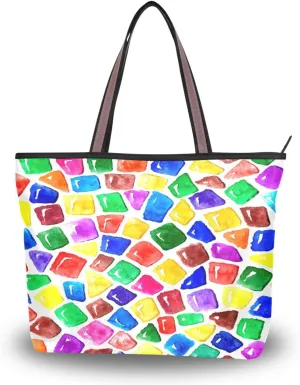 Tote Bag for Women with Zipper,Polyester Tote Purse Holiday Tote Bag Work Handbag Women Gift