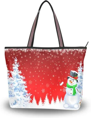 Tote Bag for Women with Zipper,Polyester Tote Purse Holiday Tote Bag Work Handbag Women Gift