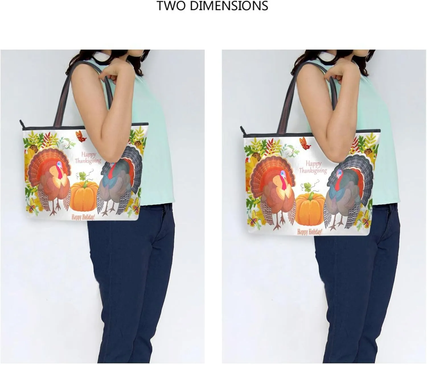 Tote Bag for Women with Zipper,Polyester Tote Purse Holiday Tote Bag Work Handbag Women Gift