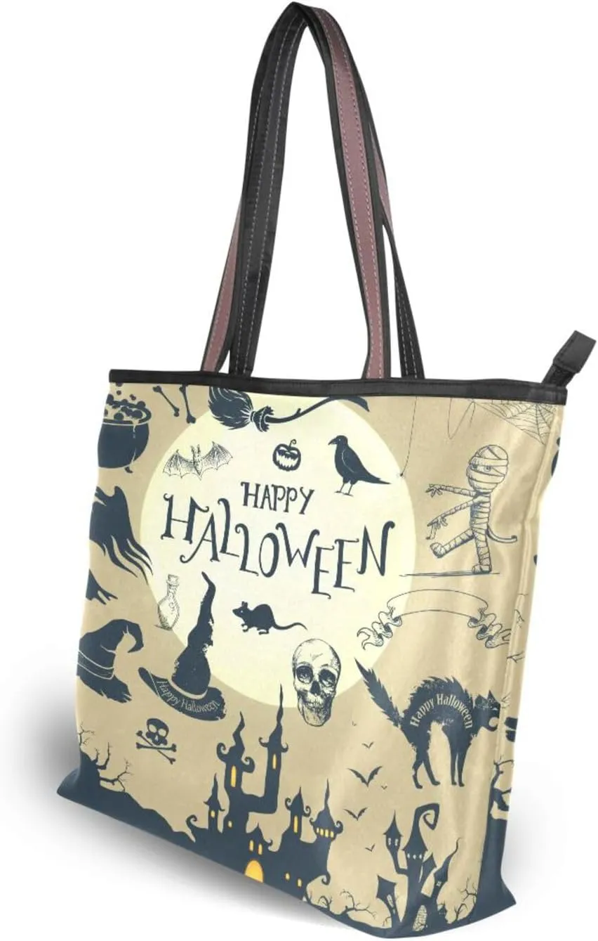 Tote Bag for Women with Zipper,Polyester Tote Purse Holiday Tote Bag Work Handbag Women Gift