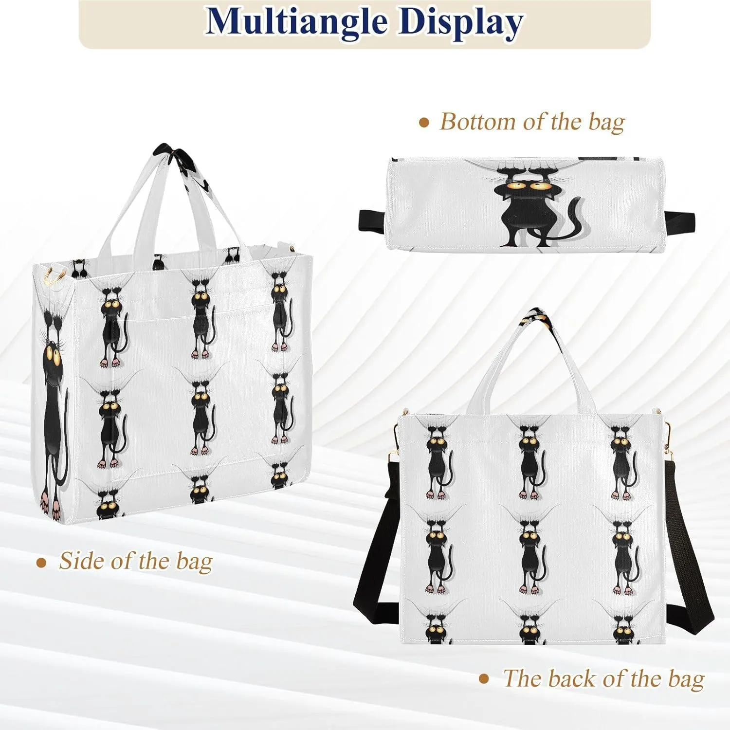 Tote Bag for Women with Zipper,Polyester Tote Purse Holiday Tote Bag Work Handbag Women Gift
