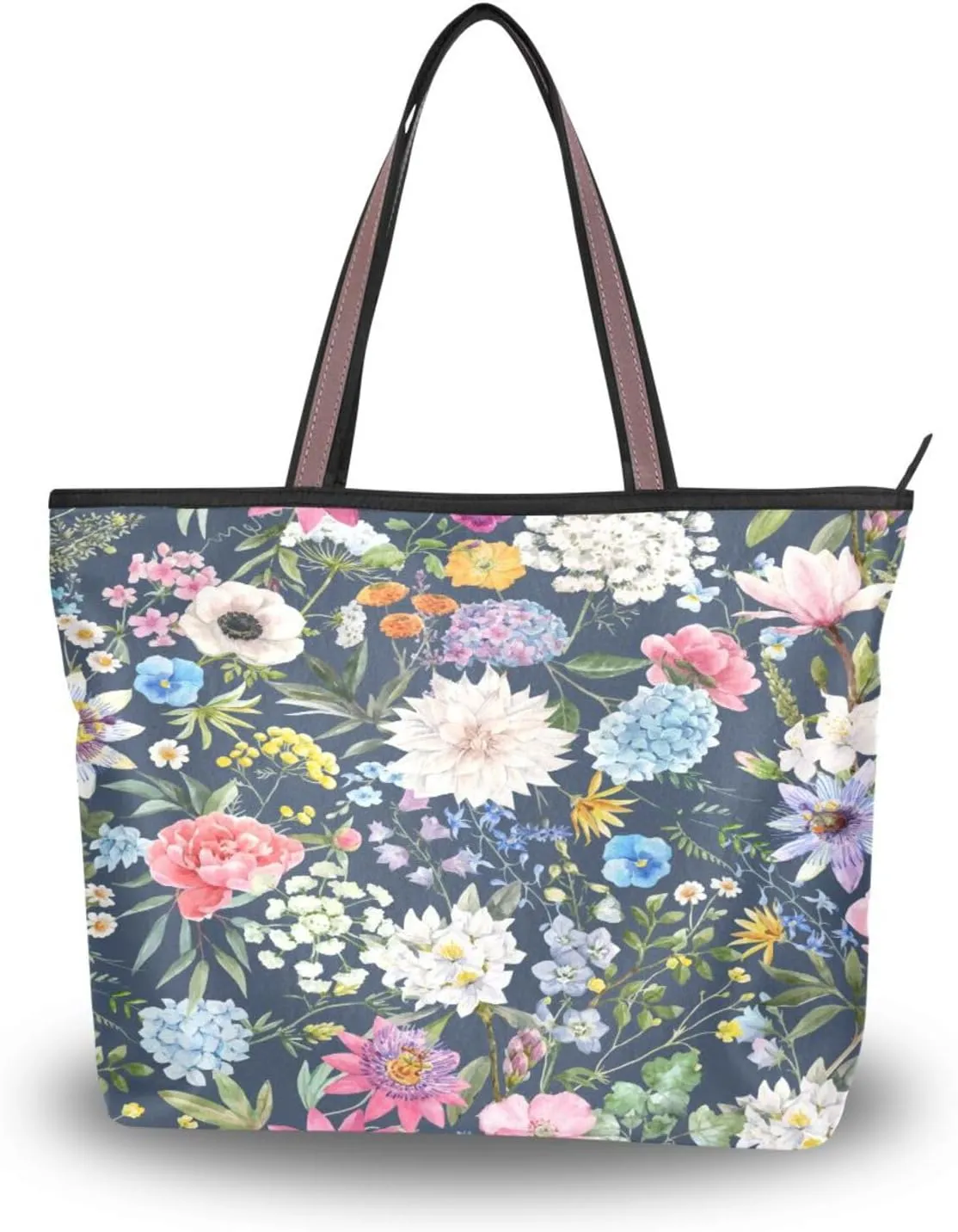 Tote Bag for Women with Zipper,Polyester Tote Purse Holiday Tote Bag Work Handbag Women Gift