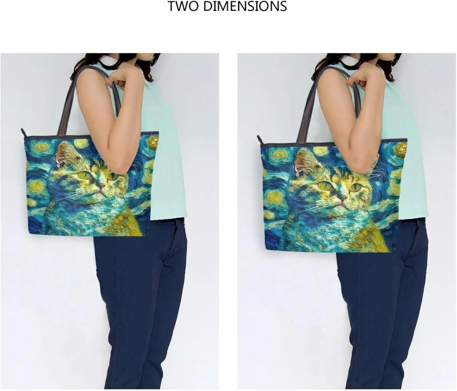Tote Bag for Women with Zipper,Polyester Tote Purse Holiday Tote Bag Work Handbag Women Gift