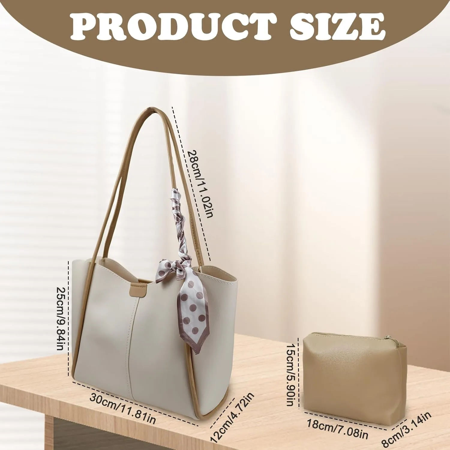 Tote Bag,Large Capacity Ladies Tote Bag with Magnetic Buckle Premium Solid Colour Leather Handbag for Travelling