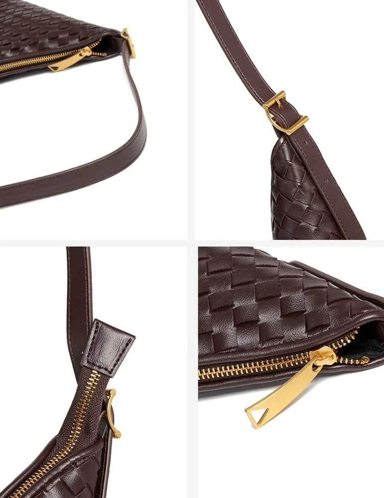 Tote Bags Woven Shoulder Handbags for Women Large Commuter Underarm Crescent Bag PU Leather Shoulder Purse Trendy Handbag