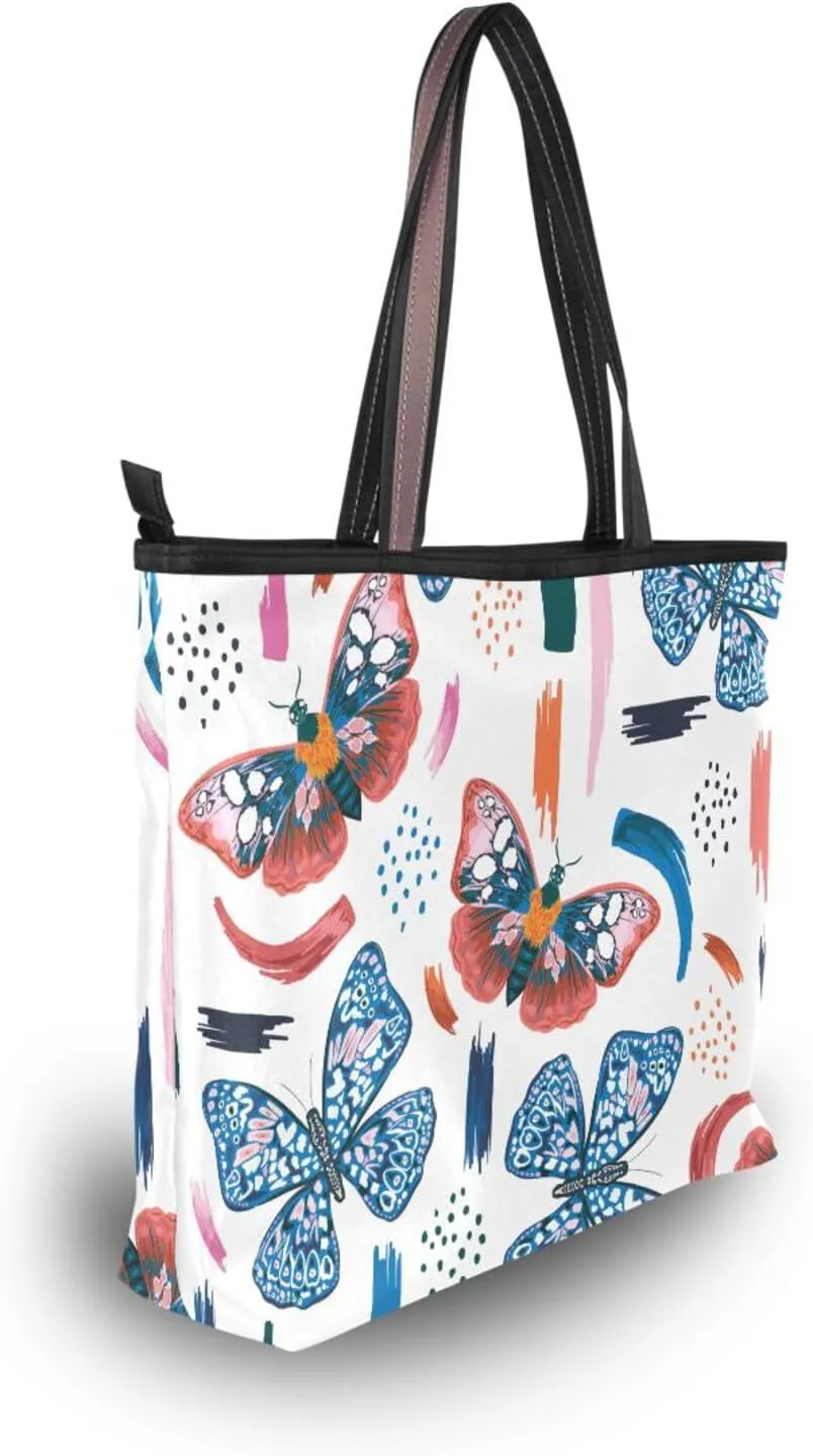 Tote Top Handle Shoulder Bag Butterfly Handbag - Large Tote Bags for Women Purses and Ladies Work Handbags Pattern 1