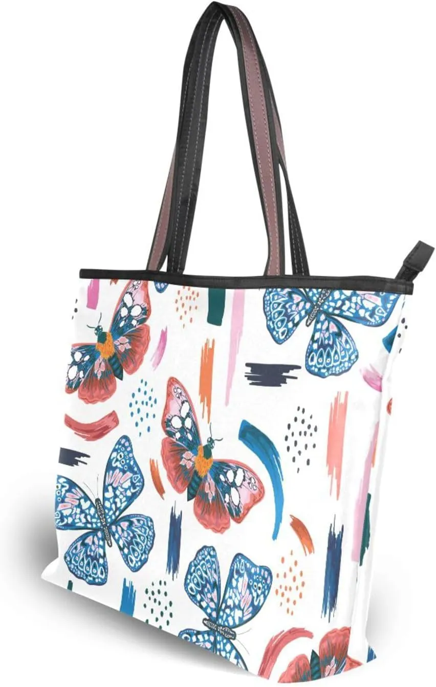 Tote Top Handle Shoulder Bag Butterfly Handbag - Large Tote Bags for Women Purses and Ladies Work Handbags Pattern 1