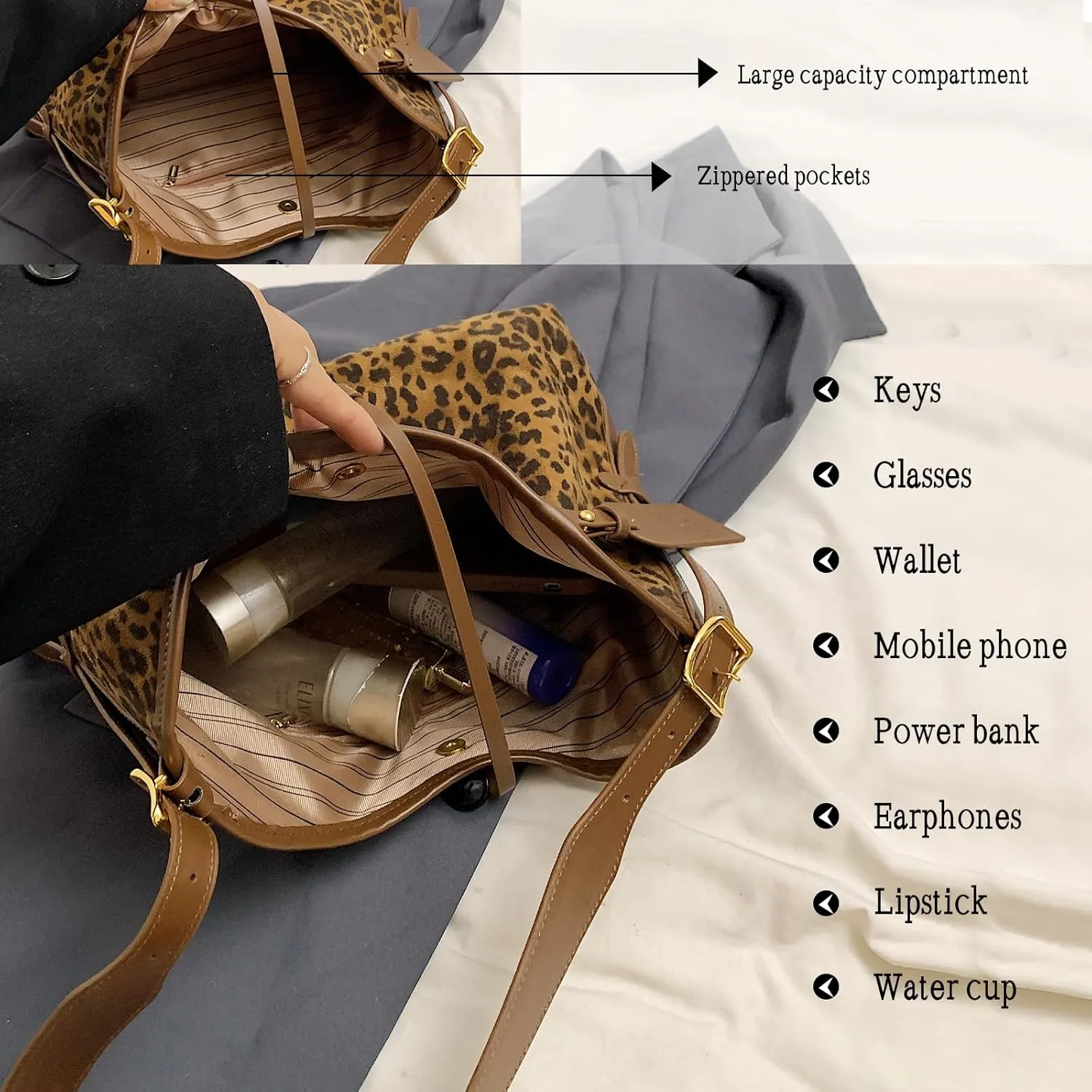 Travistar Hobo Bags for Women Trendy Large PU Leather Shoulder Purses and Handbags Leopard Crossbody Satchel Purse Work Tote