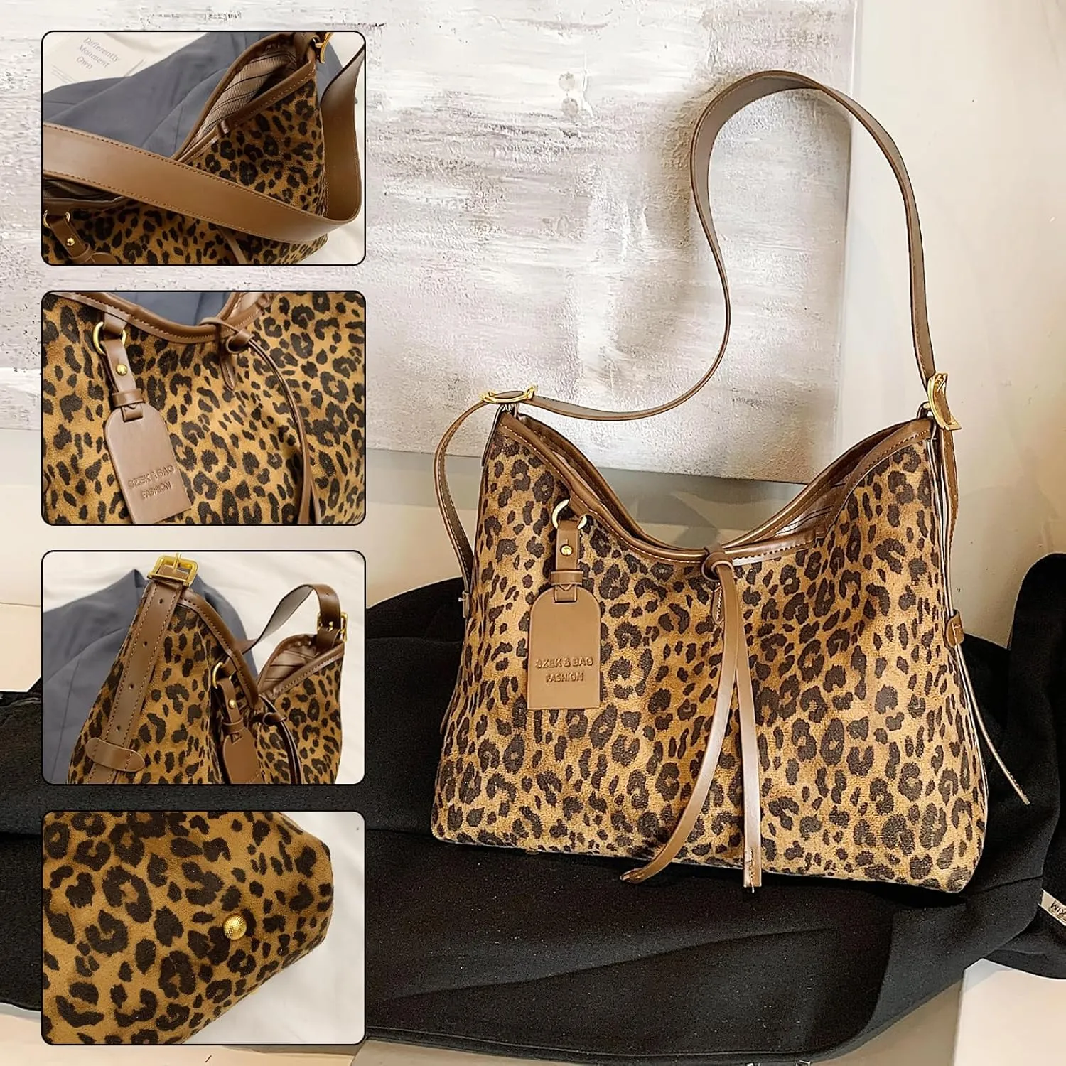 Travistar Hobo Bags for Women Trendy Large PU Leather Shoulder Purses and Handbags Leopard Crossbody Satchel Purse Work Tote