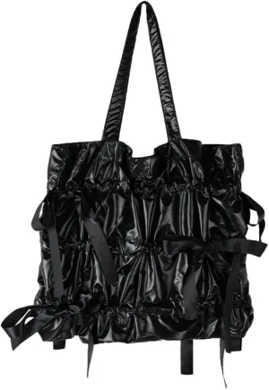Trendy Bow-Tie Tote Bag for Women Floppy Handbag for Women Nylon Purse Casual Shoulder Bag for Travel Trips Work Dating 2025
