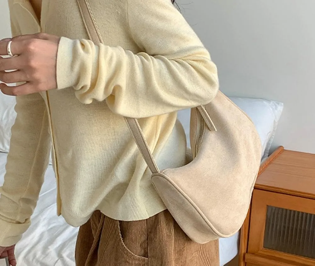 Trendy Crossbody Bags for Women 2024 Vintage Purse Casual Suede Bag Black Shoulder Bag Slouchy Bag Tote Bag for Women