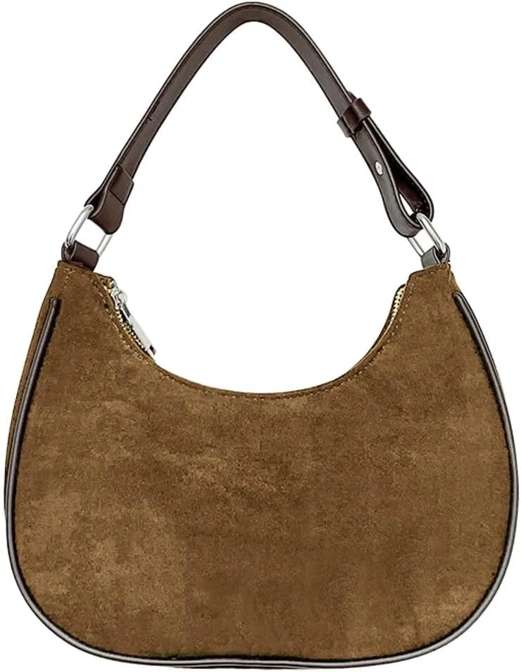 Trendy Suede Cloud Crescent Shoulder Bag Women Slouchy Hobo Bags Satchels Crossbody Purse Top-handle Travel Tote Handbag