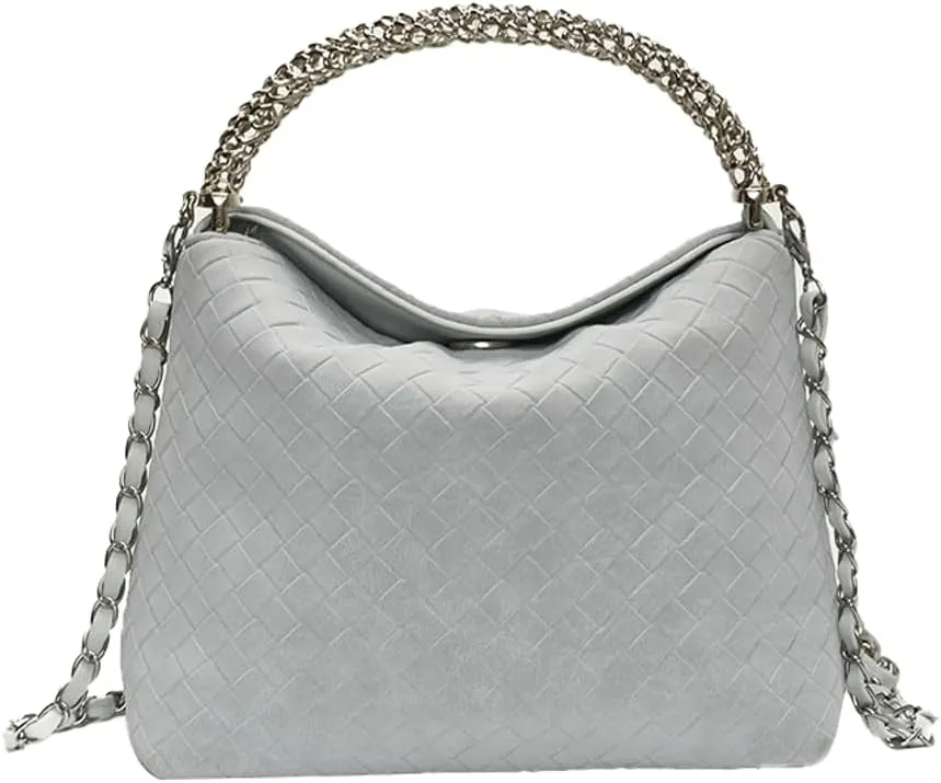 Trendy Woven Top Handle Bag for Women PU Leather Hobo Bags Casual Crossbody Purse Shoulder Satchel Bag Tote Handbag