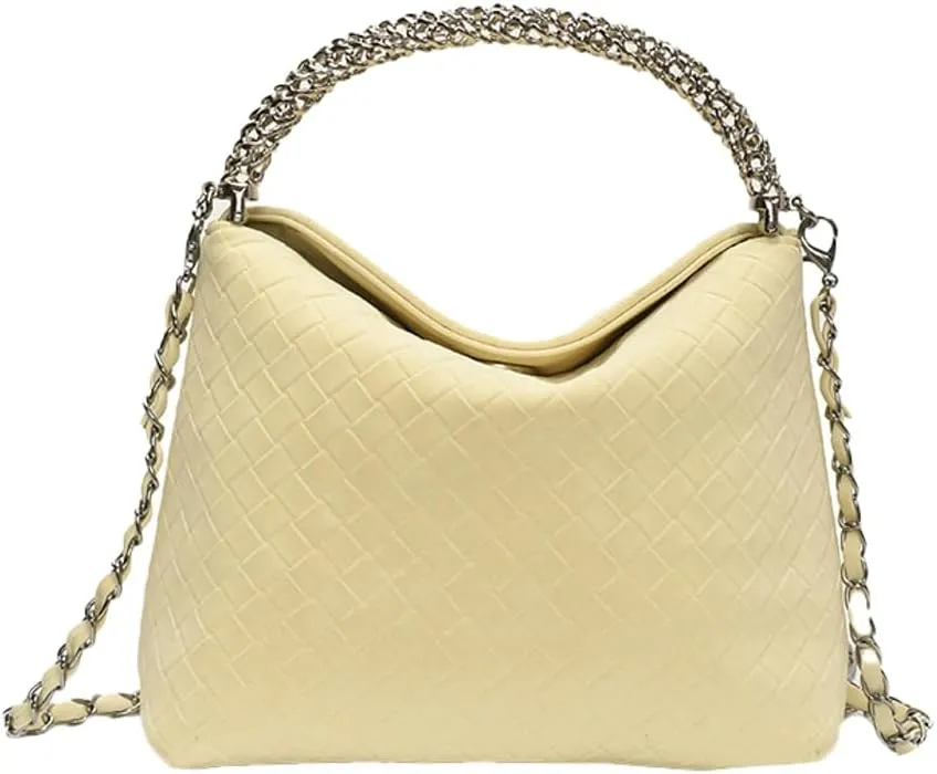 Trendy Woven Top Handle Bag for Women PU Leather Hobo Bags Casual Crossbody Purse Shoulder Satchel Bag Tote Handbag