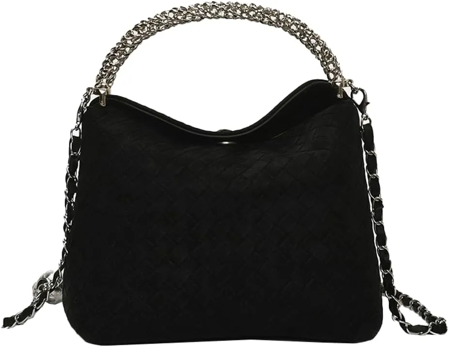 Trendy Woven Top Handle Bag for Women PU Leather Hobo Bags Casual Crossbody Purse Shoulder Satchel Bag Tote Handbag