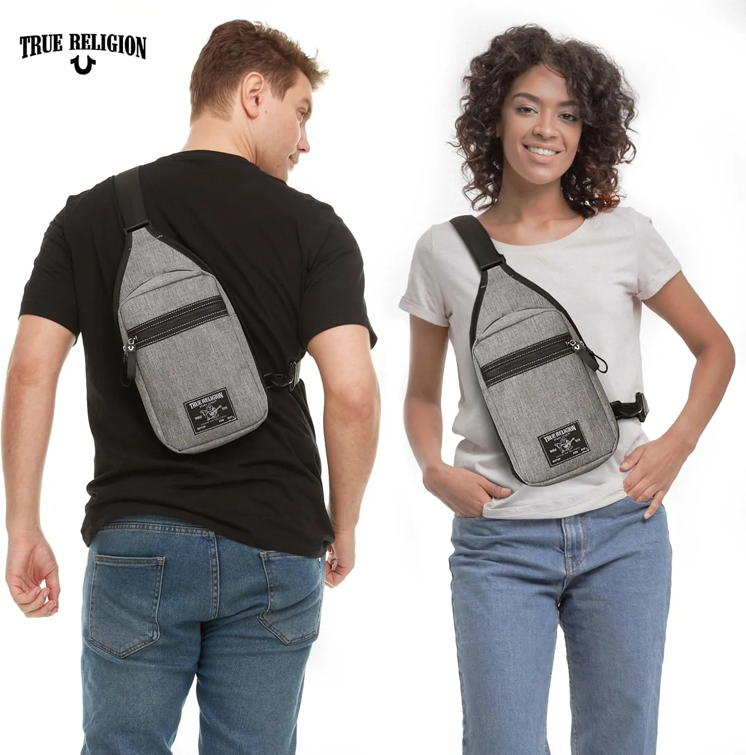 True Religion Crossbody Bags for Women & Men, Sling Bag for Men, Women Cross Body Bag, Sling Backpack Travel Bag Travel Purse