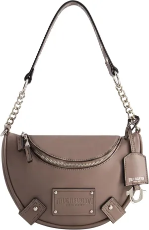 True Religion Women's Shoulder Bag Purse, Faux Suede Small Hobo Handbag with Chain Handle