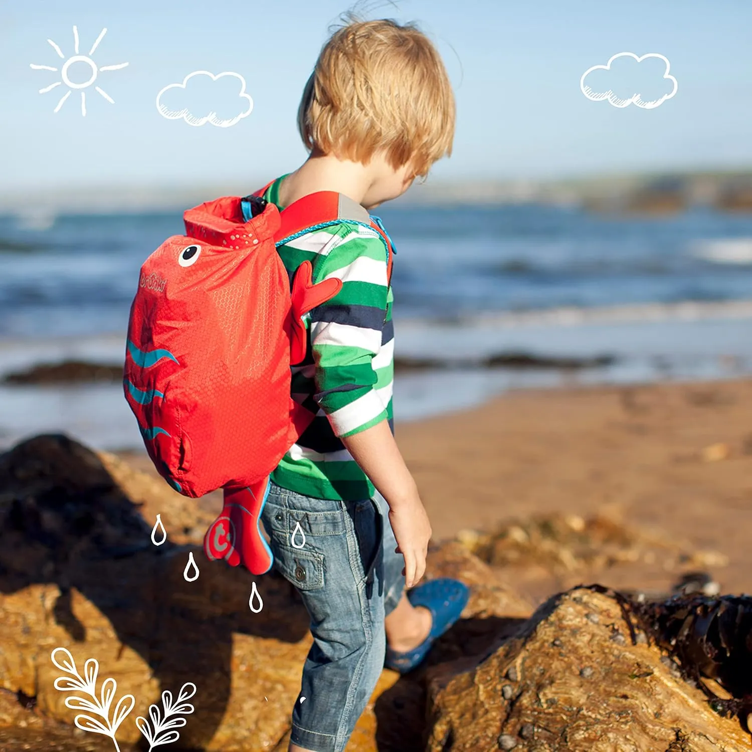 Trunki Kid’s Waterproof Swim & Gym Bag – PaddlePak Pinch Lobster (Red)