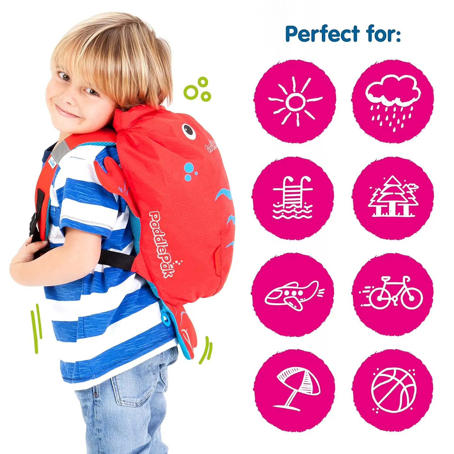 Trunki Kid’s Waterproof Swim & Gym Bag – PaddlePak Pinch Lobster (Red)