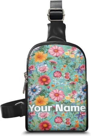 Tuoxiukan Custom Sling Bag for Women with Name Daisy Small Chest Bag Waterproof Crossbody Purse Bag Zippered Shoulder Bag with Adjustable Strap for Running Hiking Travelling