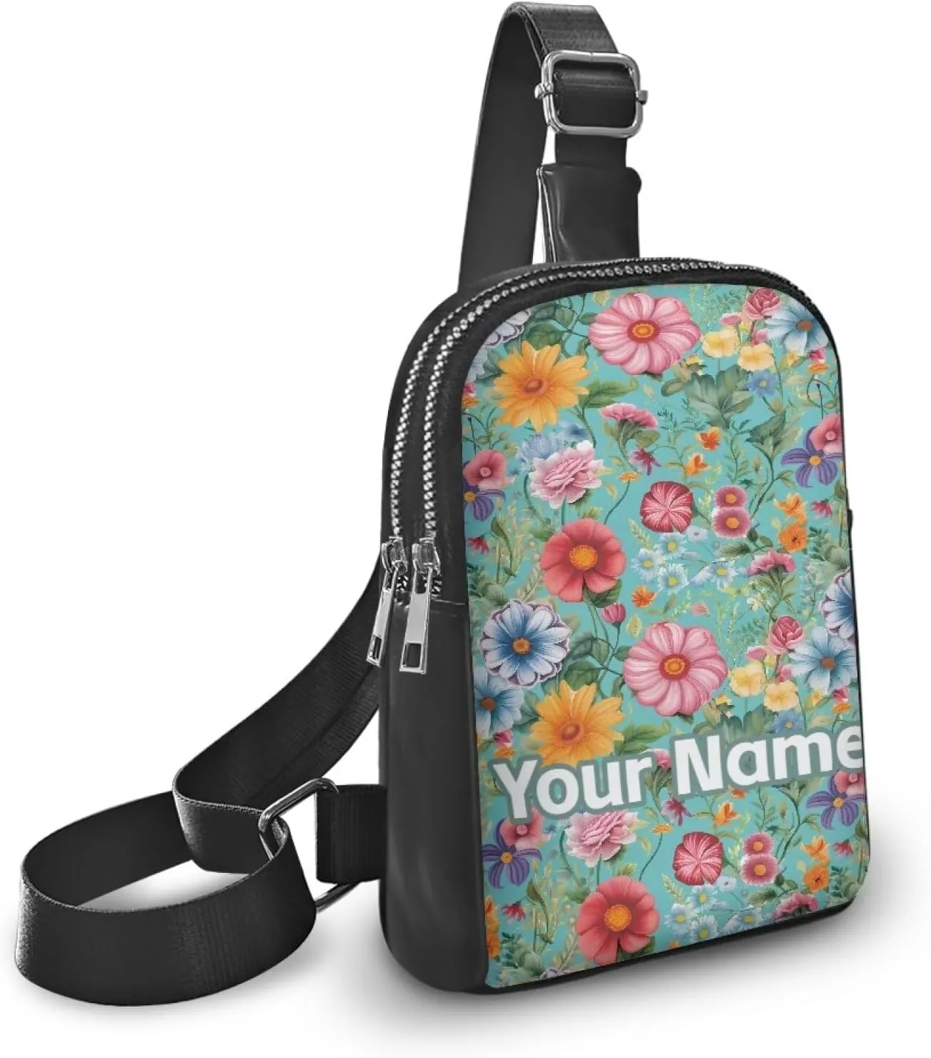 Tuoxiukan Custom Sling Bag for Women with Name Daisy Small Chest Bag Waterproof Crossbody Purse Bag Zippered Shoulder Bag with Adjustable Strap for Running Hiking Travelling