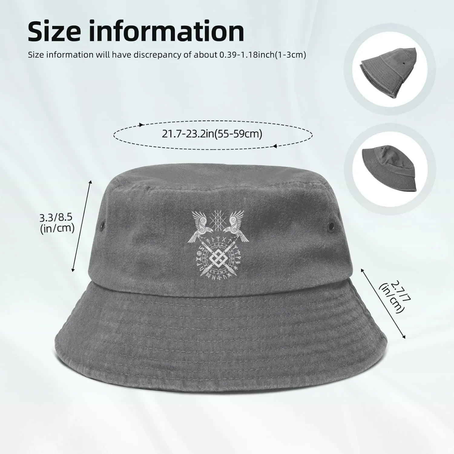 Twin Ravens of Odin Norse Pagan Symbol Bucket Hat Beach Sun Hats Cowboy Denim Fisherman Hats for Men Women