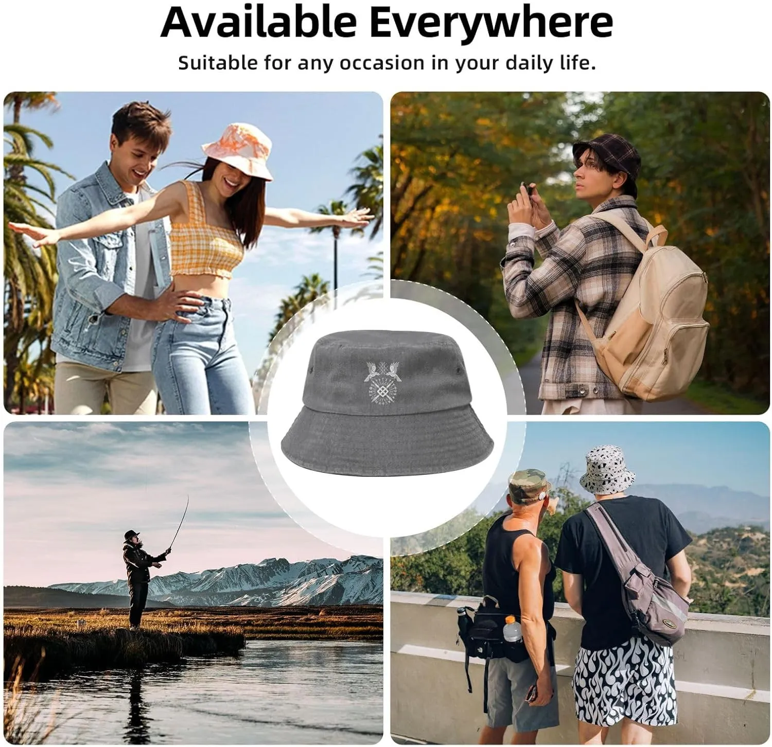 Twin Ravens of Odin Norse Pagan Symbol Bucket Hat Beach Sun Hats Cowboy Denim Fisherman Hats for Men Women