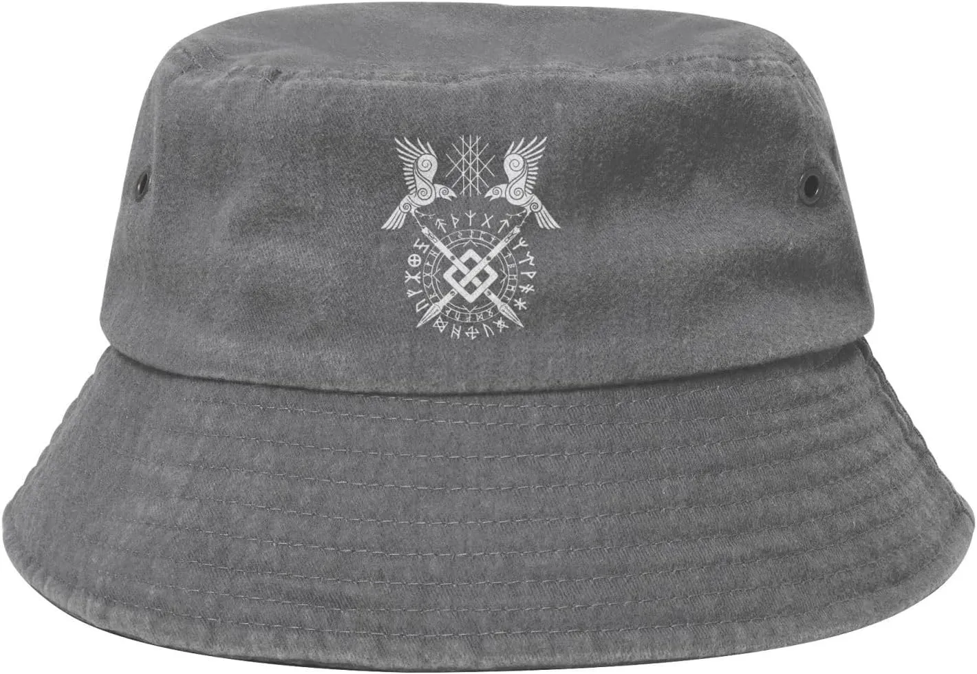 Twin Ravens of Odin Norse Pagan Symbol Bucket Hat Beach Sun Hats Cowboy Denim Fisherman Hats for Men Women