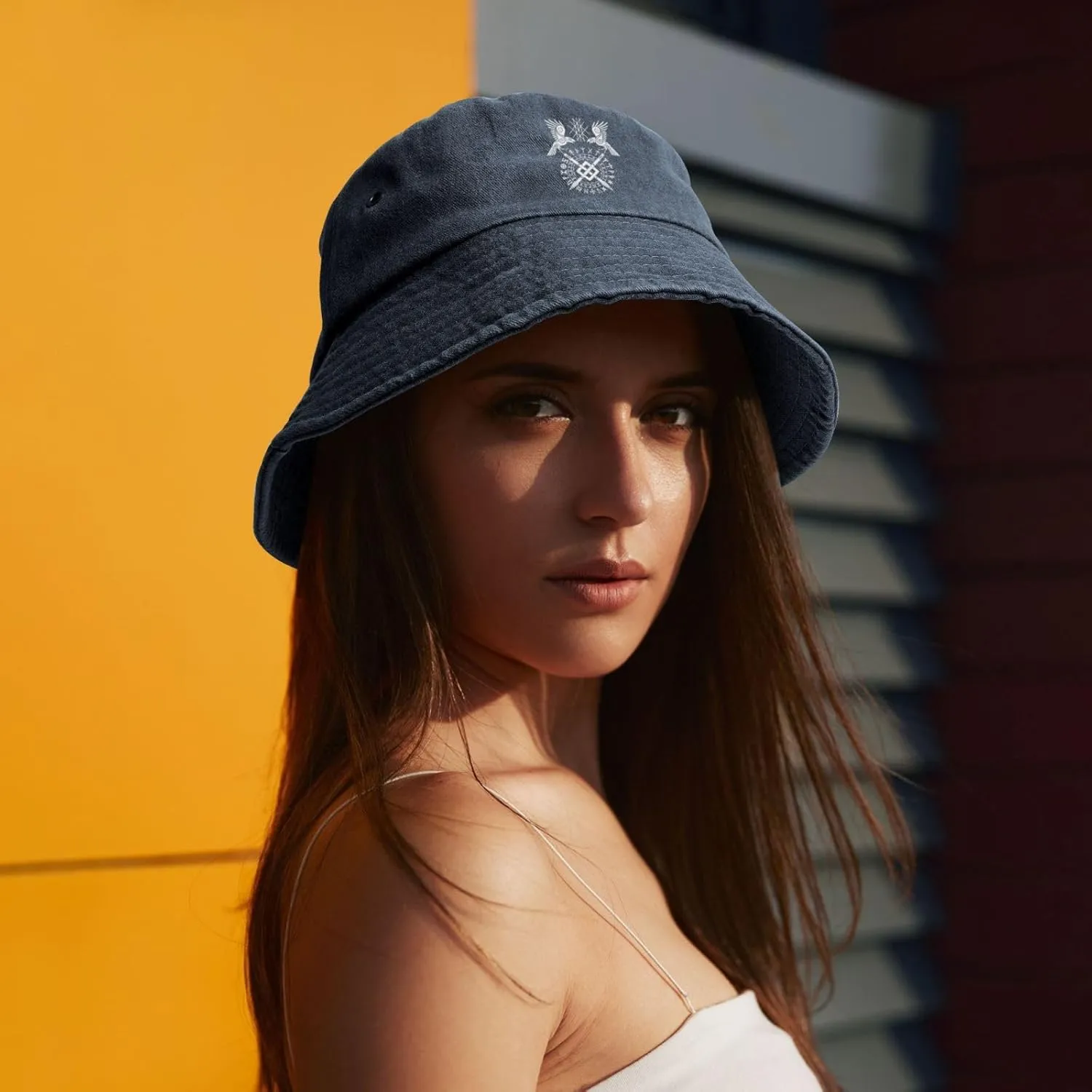 Twin Ravens of Odin Norse Pagan Symbol Bucket Hat Cotton Sun Hat Summer Beach Hat
