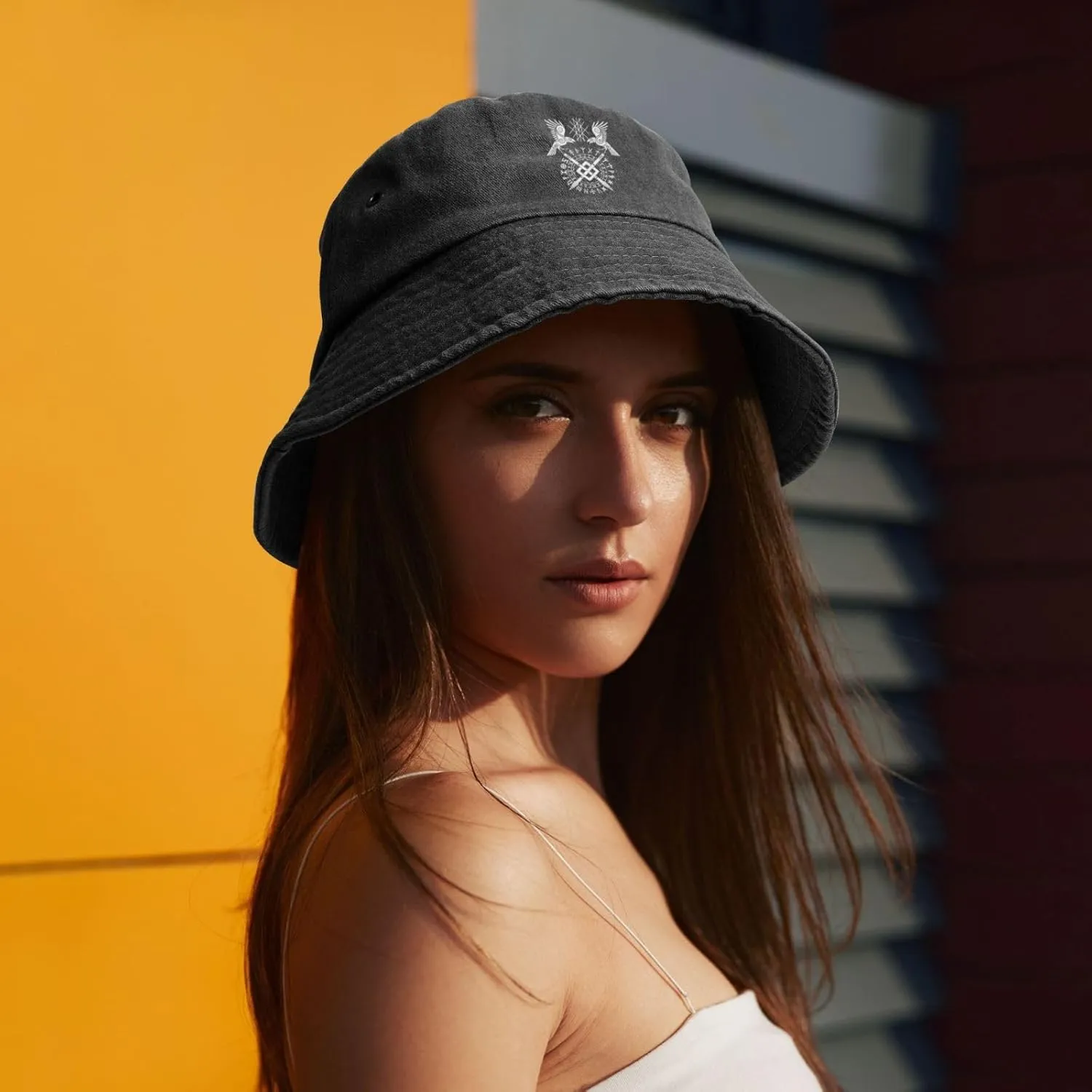 Twin Ravens of Odin Norse Pagan Symbol Bucket Hat Cotton Sun Hat Summer Beach Hat