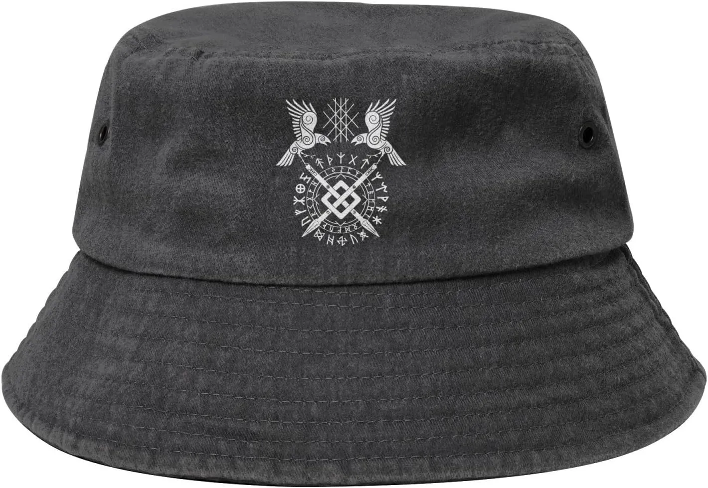 Twin Ravens of Odin Norse Pagan Symbol Bucket Hat Cotton Sun Hat Summer Beach Hat