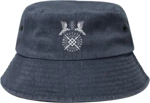 Twin Ravens of Odin Norse Pagan Symbol Bucket Hat Cotton Sun Hat Summer Beach Hat