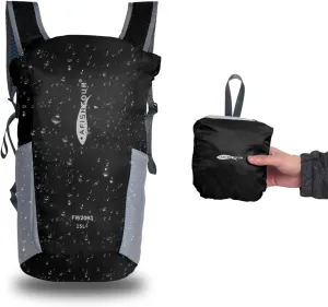 Ultralight Water Resistant Backpack for Men & Women, 15L Packable Hiking Daypack, Roll Top Closure Small Dry Bag Backpack for Cycling, Camping,Skiing, Boating (Black)