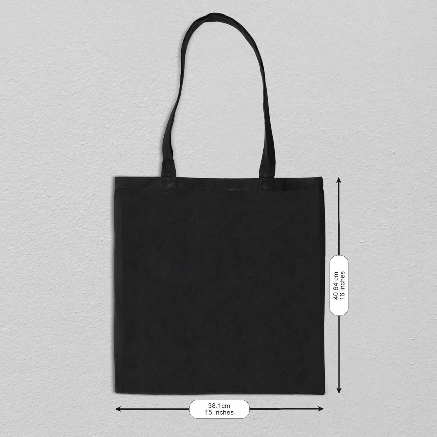 Urban Villa 12 Pack Reusable Grocery Bags 15’’x16’’ with 27’’ long Handle Black Color 100% Cotton Tote Bags Medium Weight Grocery Shopping Cloth Bags Great Choice for Promotion Gift DIY Advertising