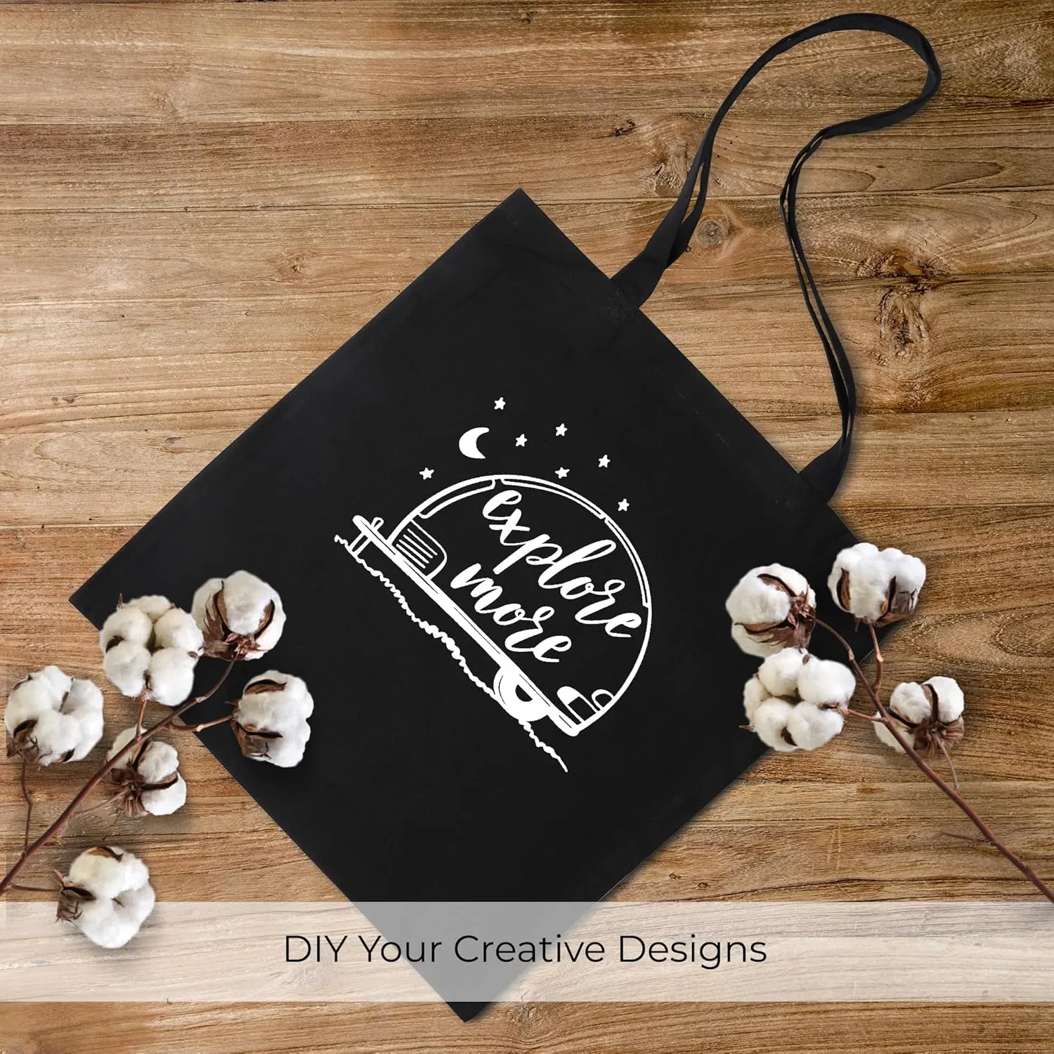 Urban Villa 12 Pack Reusable Grocery Bags 15’’x16’’ with 27’’ long Handle Black Color 100% Cotton Tote Bags Medium Weight Grocery Shopping Cloth Bags Great Choice for Promotion Gift DIY Advertising