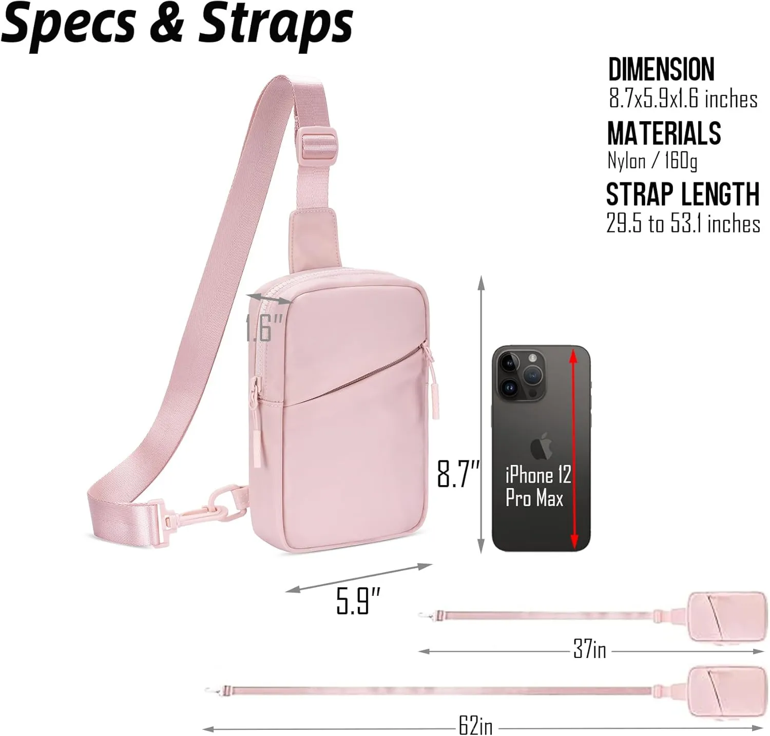 USHAKE Small Sling Bag for Women and Men, Water Resistant Crossbody Chest Bag Small Travel Bag for Casual, Travelling, Sport