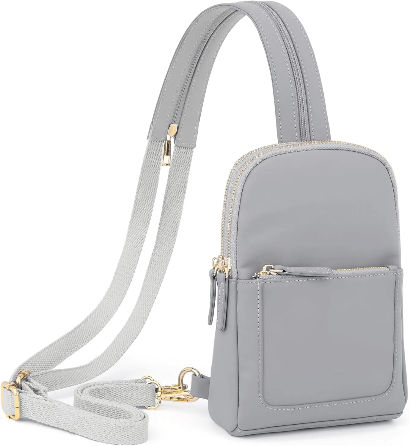 UTO Sling Bag for Women Crossbody Trendy Chest Belt Bag Convertible Backpack Purse with Wide Shoulder Zip Straps