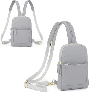 UTO Sling Bag for Women Crossbody Trendy Chest Belt Bag Convertible Backpack Purse with Wide Shoulder Zip Straps